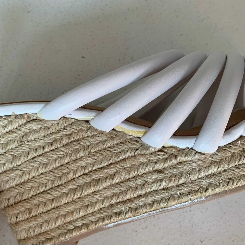 Chinese Laundry White Eleana Strappy Platform Wedge Espadrille Sandals Size 9